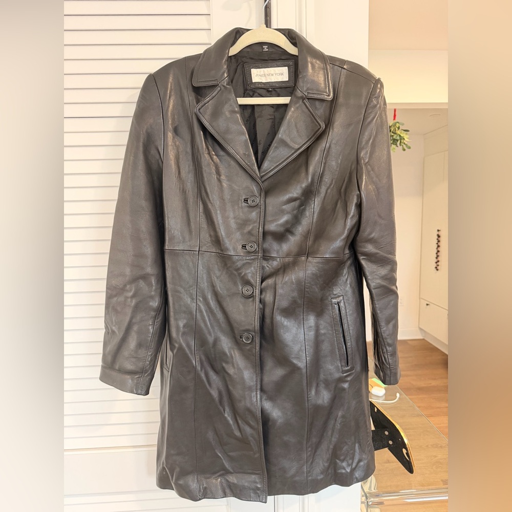 Jones New York Women's Black Leather Jacket